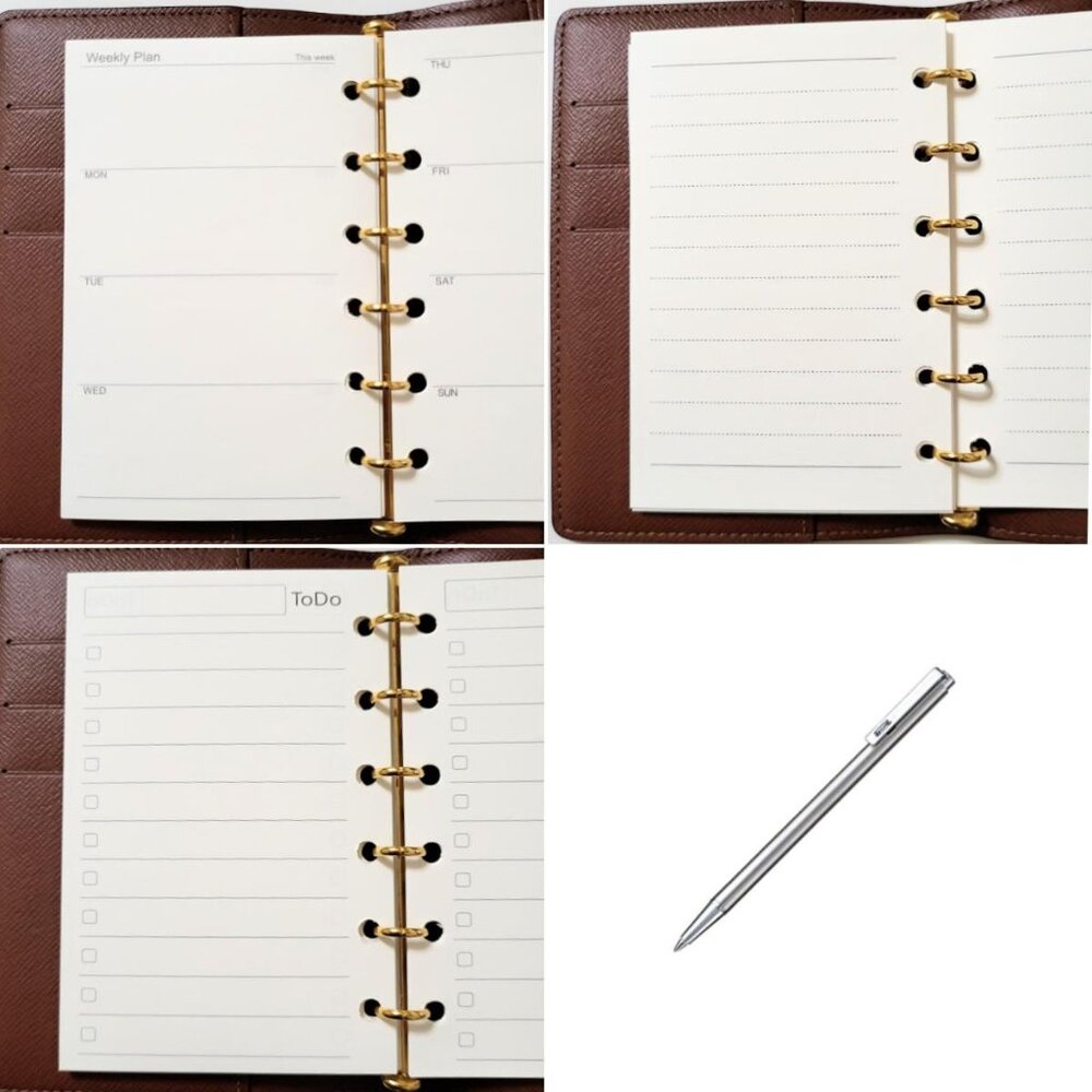 Insert Refill Weekly Planner,To-Do List, Lined Notepaper Mini Pen fits LV Agenda